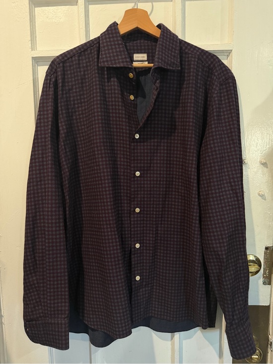 Luciano Barbera Other - Luciano Barbera Dark Navy and Black Checked Cotton Button-Down Shirt